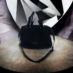 Vera Bradley Quilted Crossbody Medium Shoulder Bag Solid Black Front Pocket